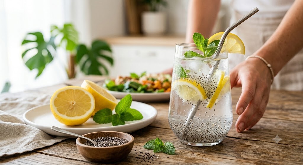 Água com Limão e Chia para perder peso