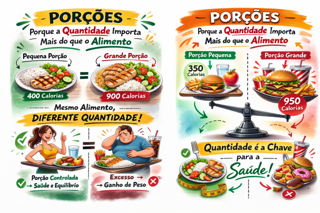 Porções: Porque a Quantidade Importa Mais do que o Alimento em Alimentação porções