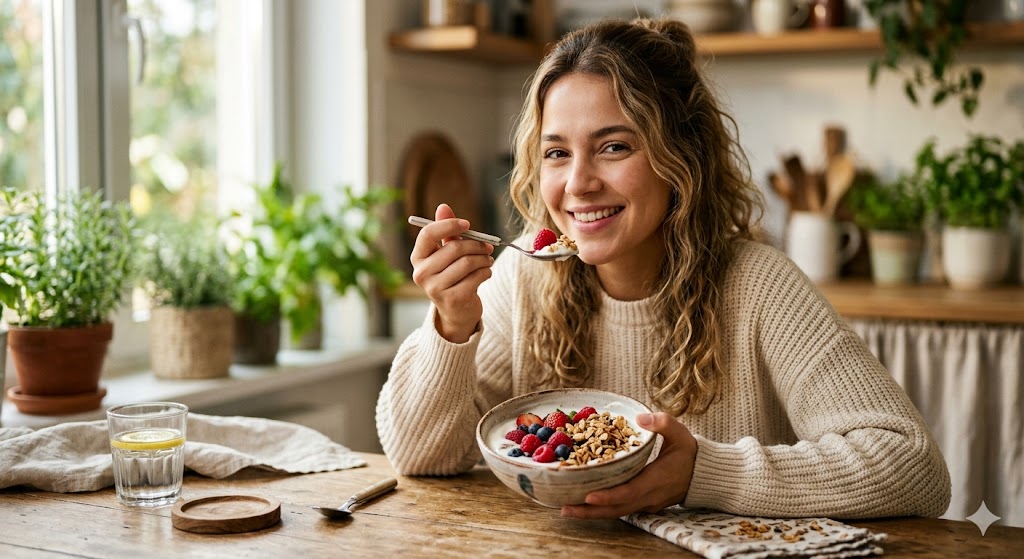 Alimentos Saciantes: O Que Comer Para Controlar a Fome e Emagrecer com Mais Facilidade em Alimentação iogurte grego e frutos vermelhos