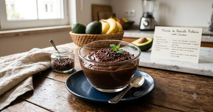 Mousse de Abacate Proteica com Cacau
